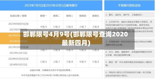 邯郸限号4月9号(邯郸限号查询2020最新四月)-第2张图片