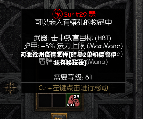 河北沧州疫情怎样(暗黑2单机德鲁伊纯召唤玩法)