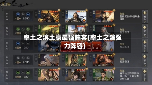 率土之滨土豪最强阵容(率土之滨强力阵容)