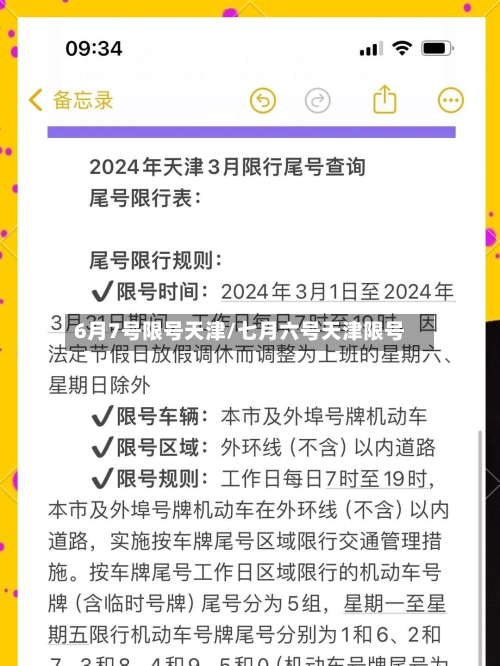 6月7号限号天津/七月六号天津限号