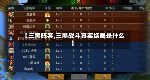 【三黑阵容,三黑战斗真实结局是什么】-第2张图片