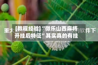 [教程经验]“微乐山西麻将开挂后特征”其实真的有挂-第2张图片