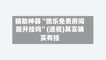 辅助神器“微乐免费房间能开挂吗”(透视)其实确实有挂-第2张图片