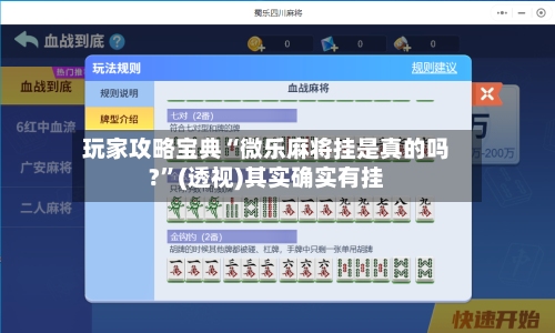 玩家攻略宝典“微乐麻将挂是真的吗?”(透视)其实确实有挂